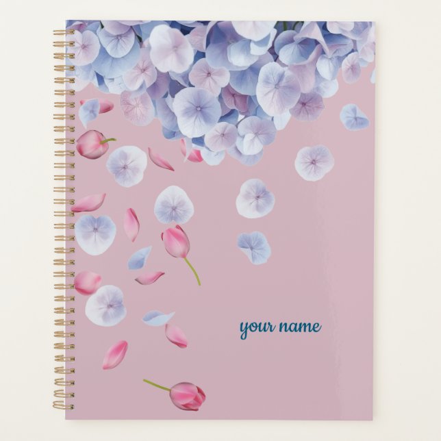 Custom Name Calm Aesthetic Floral Planer (Vorderseite)