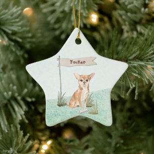 Custom Name Chihuahua Pet Dog Keramik Ornament