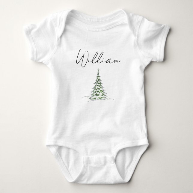 Custom Name Christmas Baby Romper 1st Xmas William Baby Strampler (Vorderseite)