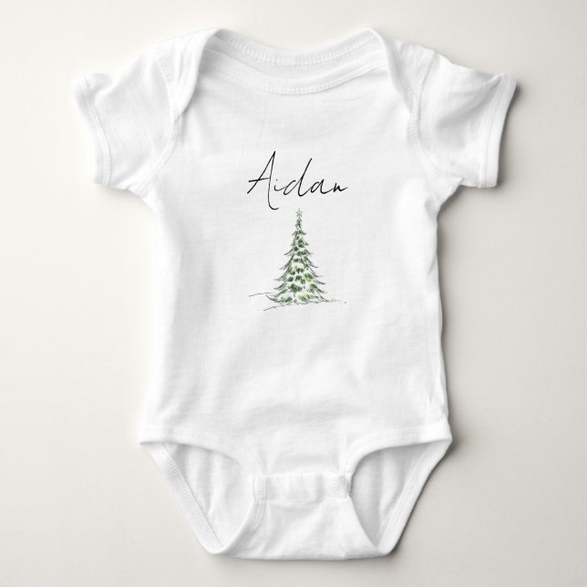 Custom Name Christmas Baby Romper First Xmas Aidan Baby Strampler (Vorderseite)