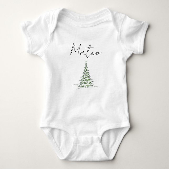 Custom Name Christmas Baby Romper First Xmas Mateo Baby Strampler (Vorderseite)