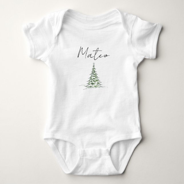 Custom Name Christmas Baby Romper First Xmas Mateo Strampler (Vorderseite)