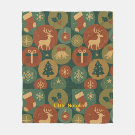 Custom name Christmas Circles Cozy Fleecedecke