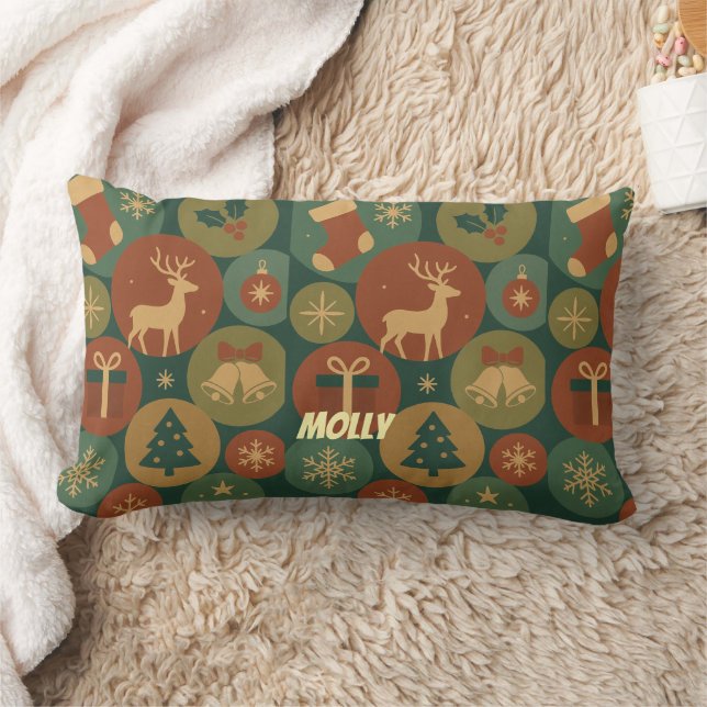 Custom Name Christmas Circles Lendenkissen (Decke)