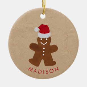 Custom Name Christmas Gingerbread Man Cookie Keramik Ornament