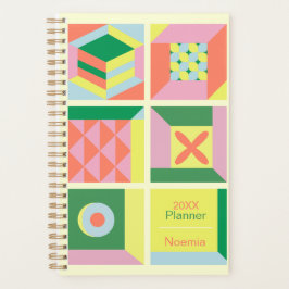 Custom name colorful modern yearly geometry planer