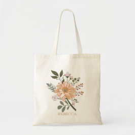 Custom Name Colorful Simple Flower Tote Bag Gift Tragetasche