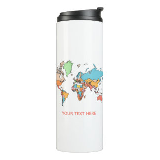 Custom Name Colorful World Map Travel Coffee Mug Thermosbecher