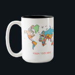 Custom Name Colorful World Map Travel Coffee Mug Zweifarbige Tasse<br><div class="desc">Adventure awaits! This vibrant world map coffee mug features a colorful global design,  perfect for travelers and dreamers. Easily personalize it with your name or a favorite travel quote. High-quality ceramic,  durable,  and makes a unique gift for globetrotters or geography lovers.</div>