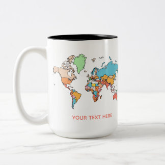 Custom Name Colorful World Map Travel Coffee Mug Zweifarbige Tasse