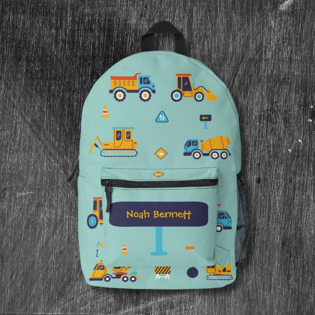 Custom Name Construction Vehicles Bedruckter Rucksack (Custom Name Construction Vehicles Printed Backpack
)