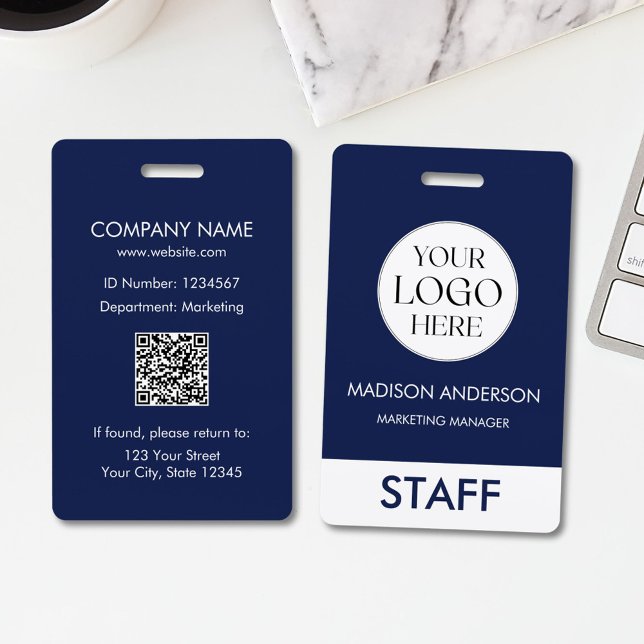Custom Name Corporate Business Logo Employee Ausweis (Back and Front)