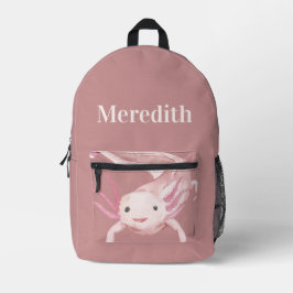 Custom Name Cute Pink Axolotl School Backpack Bedruckter Rucksack
