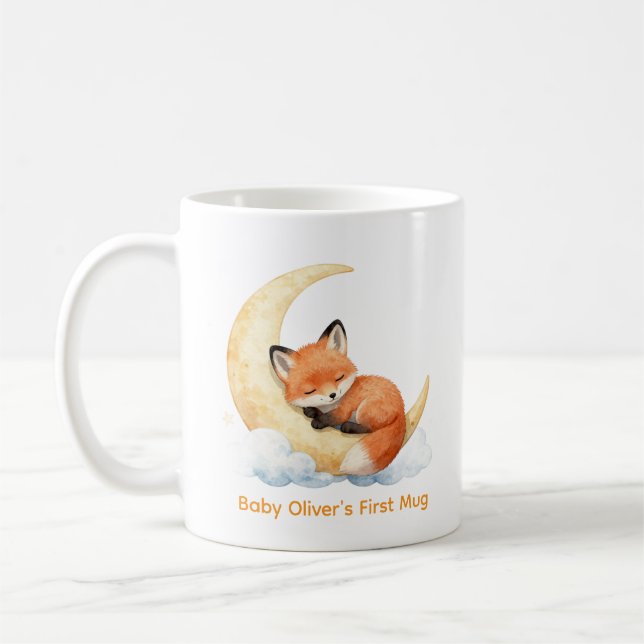 Custom Name Cute Watercolor Baby Fox Nursery Gift  Kaffeetasse (Links)