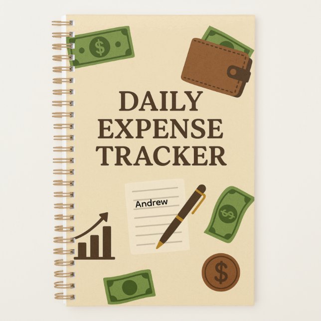 Custom Name Daily Expense Tracker Planner Planer (Vorderseite)