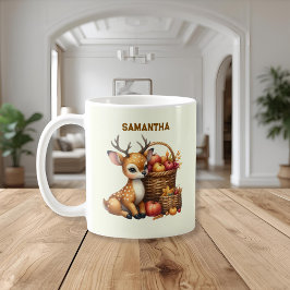 Custom Name Deer with Autumn Harvest Mug Kaffeetasse