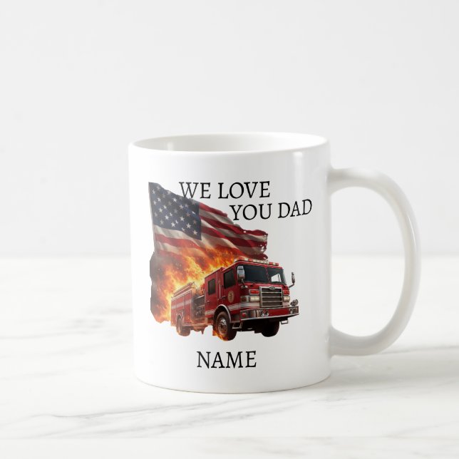 Custom Name Dramatic Hero Firefighter Mug Kaffeetasse (Rechts)