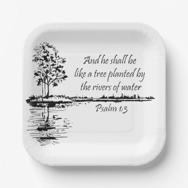 Custom Name Encouraging Scripture Psalm 1:3  Pappteller (Vorderseite)