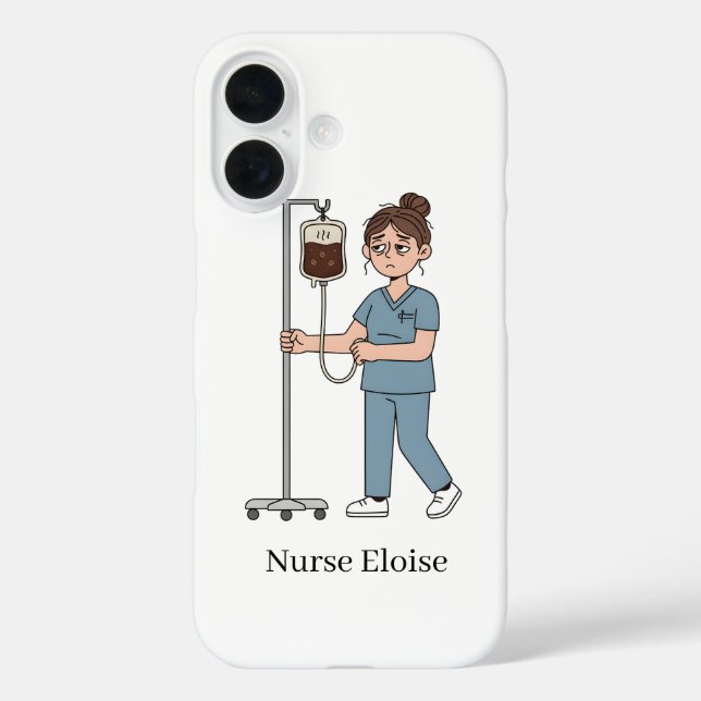 Custom Name Exhausted Nurse Coffee IV Phone Case (Rückseite)