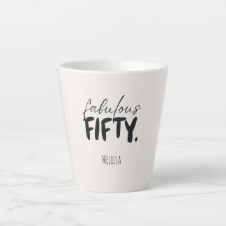 Custom Name Fabulous Fifty Beige Black Typography Milchtasse