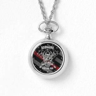 Custom NAME Firefighter Fire Department Station Armbanduhr
