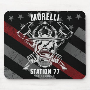 Custom NAME Firefighter Fire Department Station Mousepad