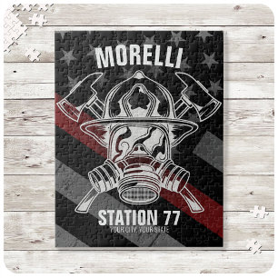 Custom NAME Firefighter Fire Department Station Puzzle