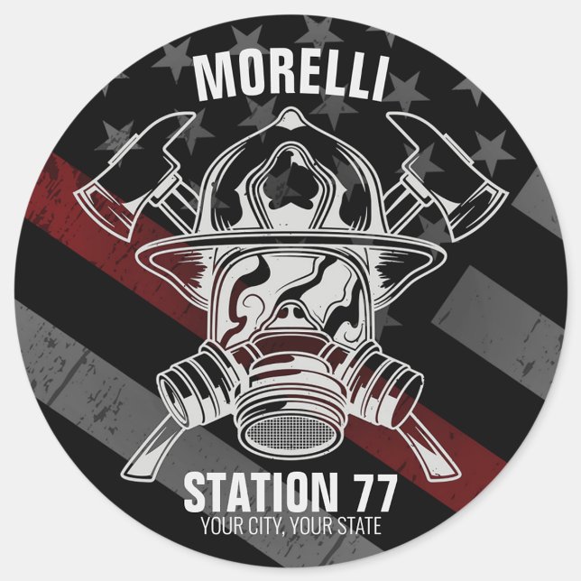 Custom NAME Firefighter Fire Department Station Runder Aufkleber (Von Creator hochgeladen)