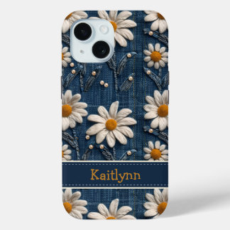 Custom Name Floral Embroidered Phone Case