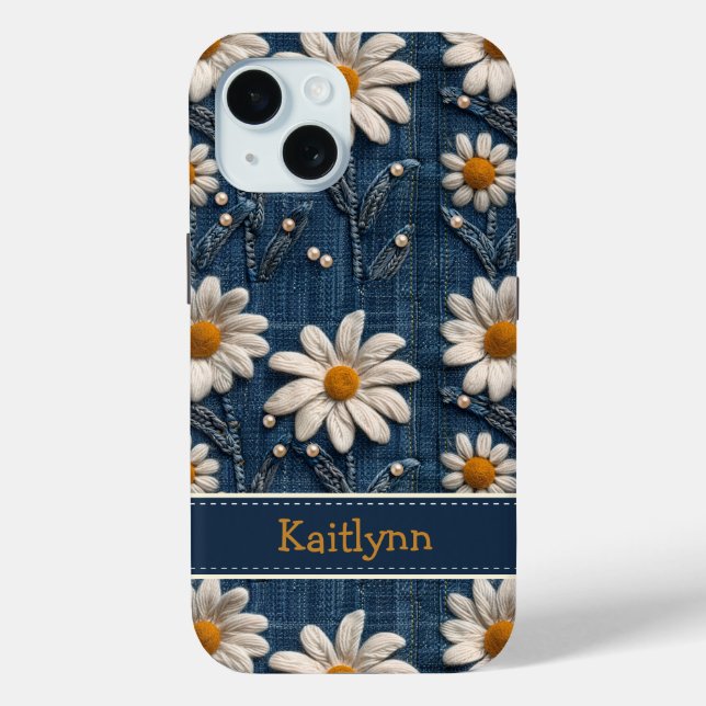 Custom Name Floral Embroidered Phone Case (Rückseite)
