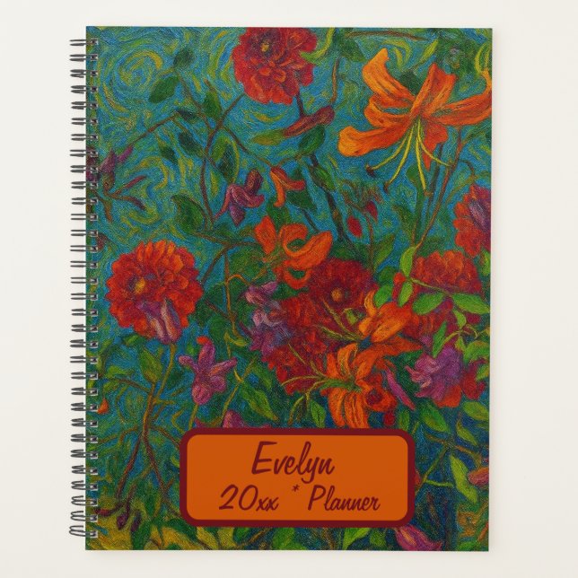 Custom Name  Floral Planner Planer (Vorderseite)