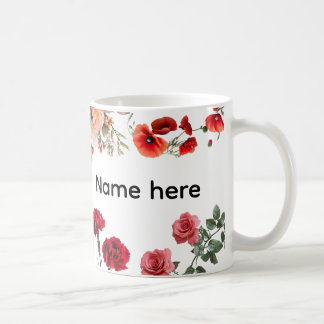 Custom Name Flower Mug Kaffeetasse