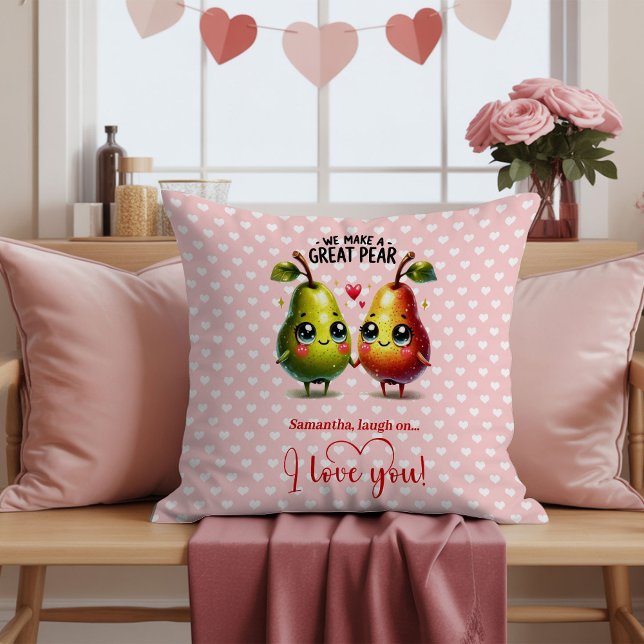 Custom Name Fruit Pun Cute Valentine Accent Pillow Kissen (Custom Name Fruit Pun Cute Valentine Accent Pillow)