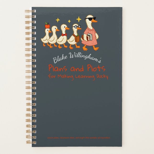 Custom Name Fun Cool Teacher Goose Planner Planer (Vorderseite)