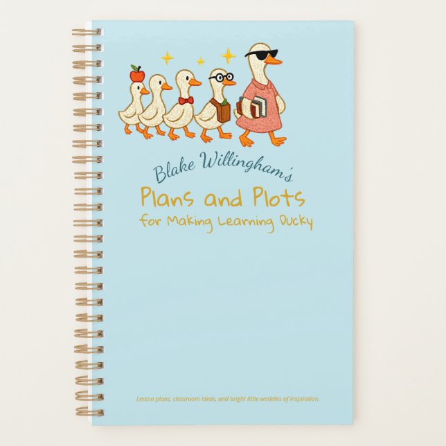 Custom Name Fun Cool Teacher Goose Planner Planer (Vorderseite)