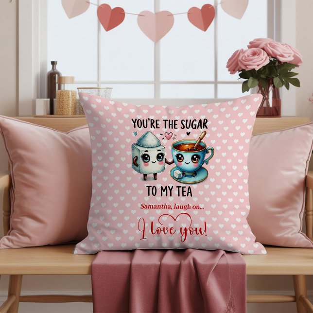 Custom Name Funny Food Cartoon Valentine Pillow Kissen (Custom Name Funny Food Cartoon Valentine Pillow

)