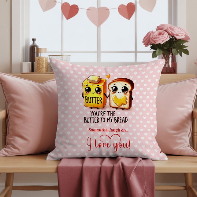 Custom Name Funny Food Valentine Pillow Kissen (Custom Name Funny Food Valentine Pillow)