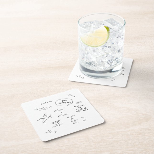 Custom name, funny love note handwriting wedding rechteckiger pappuntersetzer (Vor Ort)