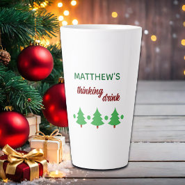 Custom Name Funny Thinking Drink Christmas Trees Milchtasse