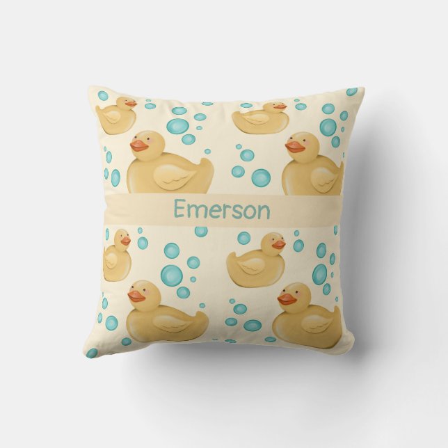 Custom Name Gender Neutral Duck Throw Pillow Kissen (Rückseite)