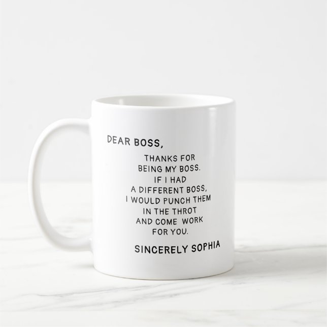 Custom Name Gift for Best Boss Friend Funny Boss  Kaffeetasse (Links)