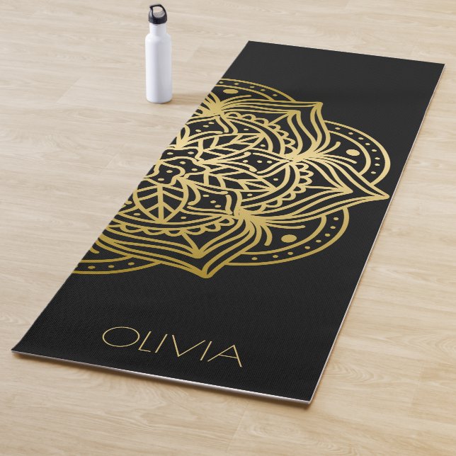 Custom Name Gold Mandala Black  Yogamatte (Beispiel)