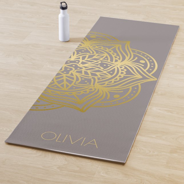 Custom Name Gold Mandala Gray  Yogamatte (Beispiel)