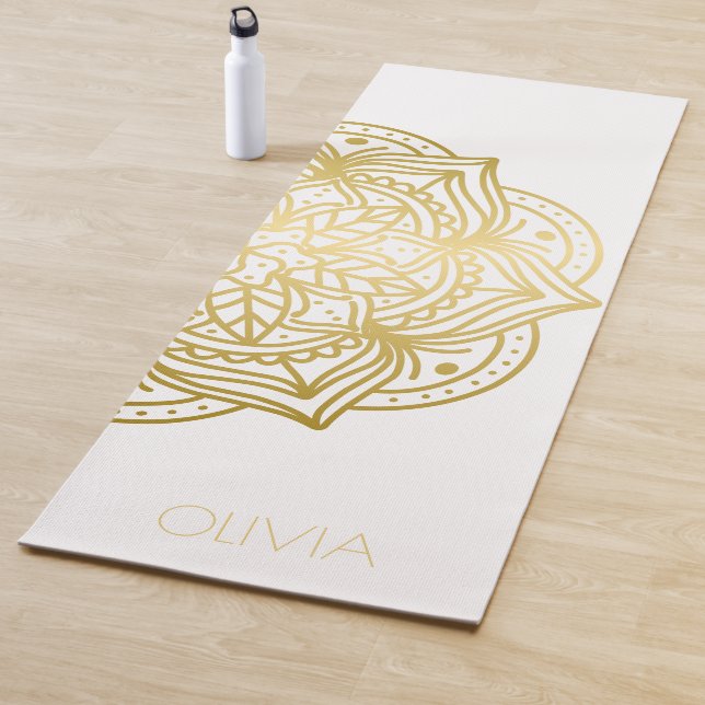Custom Name Gold Mandala White  Yogamatte (Beispiel)