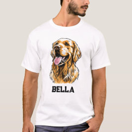 Custom Name Golden Retriever Dog Portrait Funny  T-Shirt
