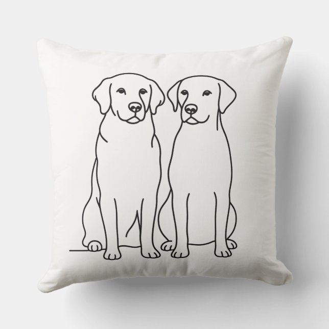 Custom Name Golden Retriever & Labrador Minimalist Kissen (Rückseite)