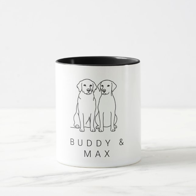 Custom Name Golden Retriever & Labrador Minimalist Tasse (Zentrum)