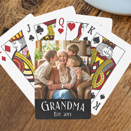 Custom Name Grandma Established Year Photo Spielkarten