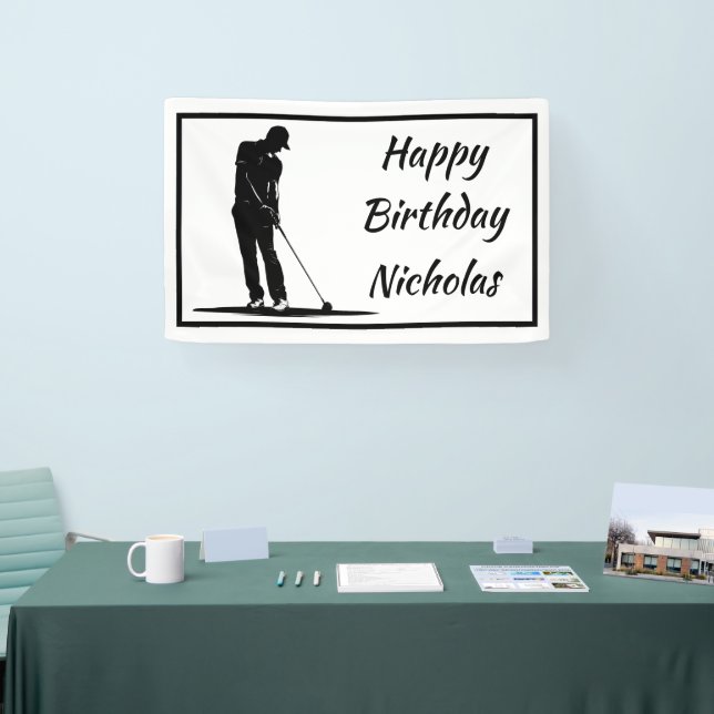 Custom Name Greeting Golf Golfer Player Banner (Messe)