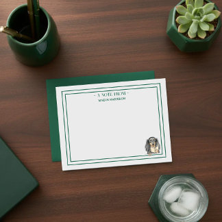 Custom Name Hand Drawn Dachshund Reading Mitteilungskarte